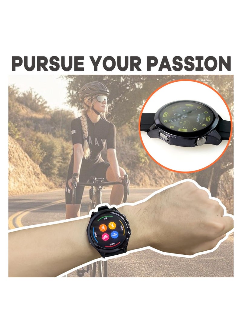 Protective Case compatible with Huawei Watch GT 4 46mm, 2 Pack All-around Flexible TPU Case with Screen Protector (Black, Transparent) - Image 4